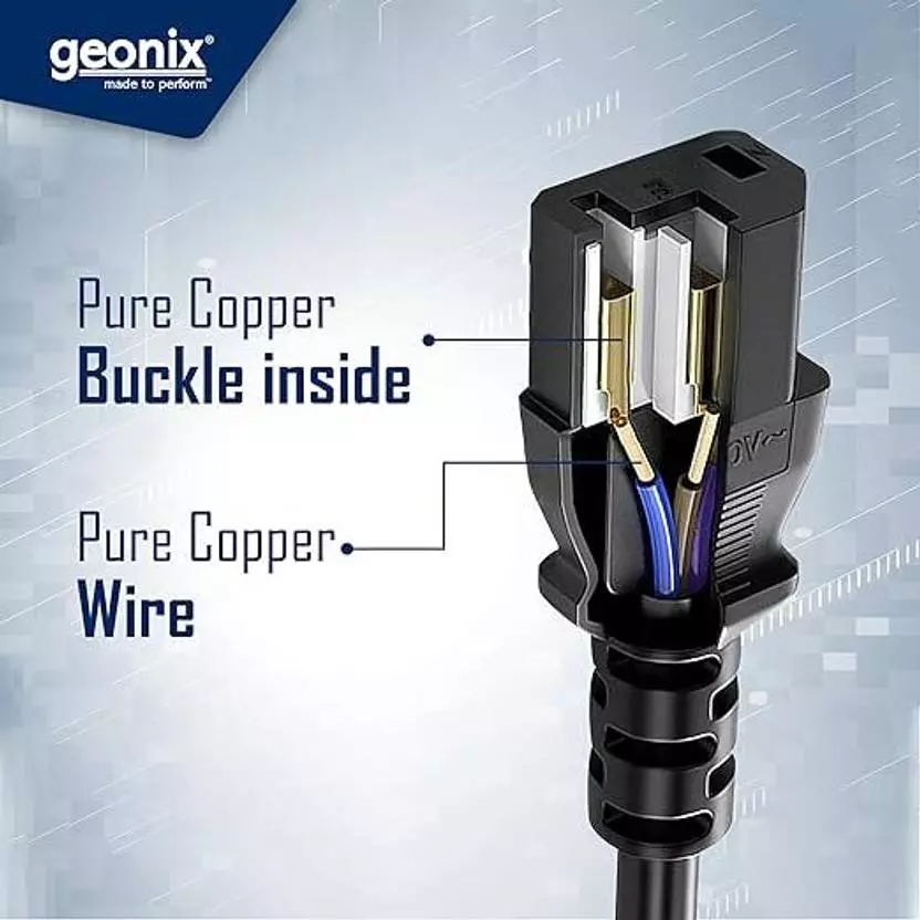 GEONIX Power Cord 1.5 m Compatible with Laptops, Black, GXDPC1.5