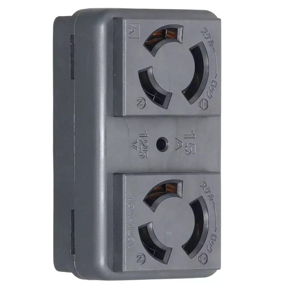 AMERICAN DENKI Hook Type Compound Equipment Outlet 125 V Voltage 15 A Current Black, 3117HD-BK