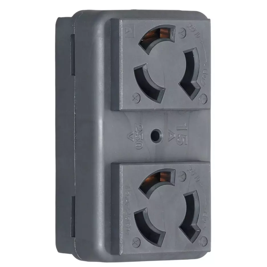 AMERICAN DENKI Hook Type Compound Equipment Outlet 250 V Voltage 15 A Current Black, 3127HD-BK
