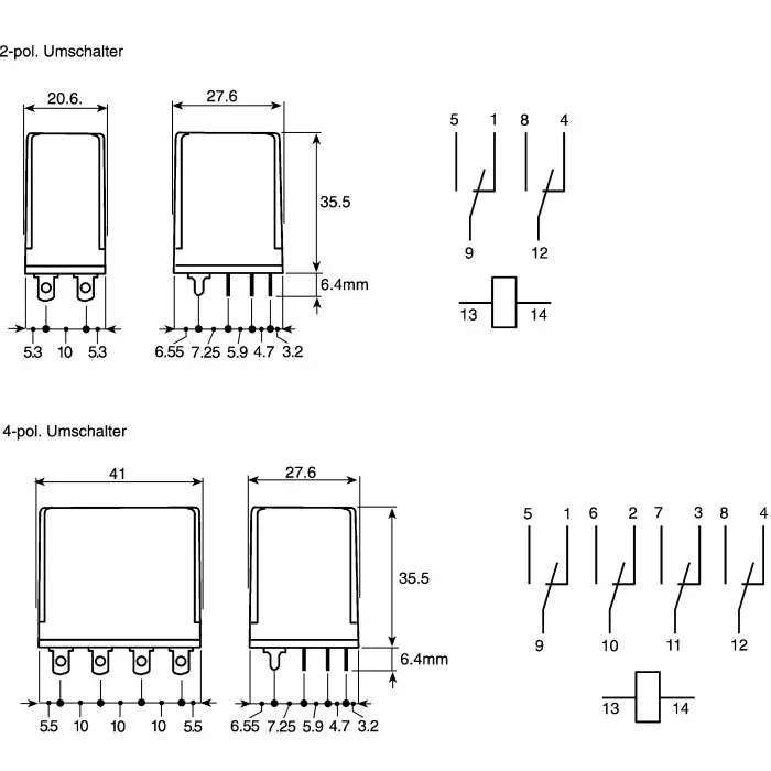 Finder 96 Series PCB Mount Relay Socket 8 Pin 250 V AC for Use with 56.34, 96.14SMA