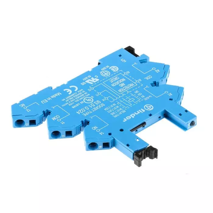 Finder 93 Series DIN Rail Relay Socket 5 Pin 12 V AC/DC for Use with 34.51, 93.51.0.024