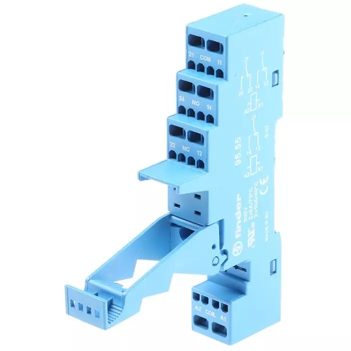 Finder 95 Series DIN Rail Relay Socket 8 Pin 250 V AC, 95.55SPA