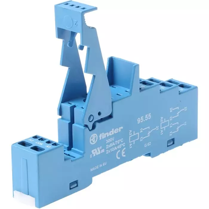Finder 95 Series DIN Rail Relay Socket 8 Pin 250 V AC, 95.55SPA