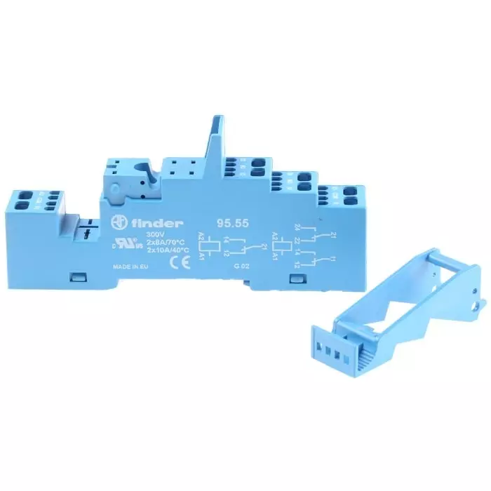 Finder 95 Series DIN Rail Relay Socket 8 Pin 250 V AC, 95.55SPA