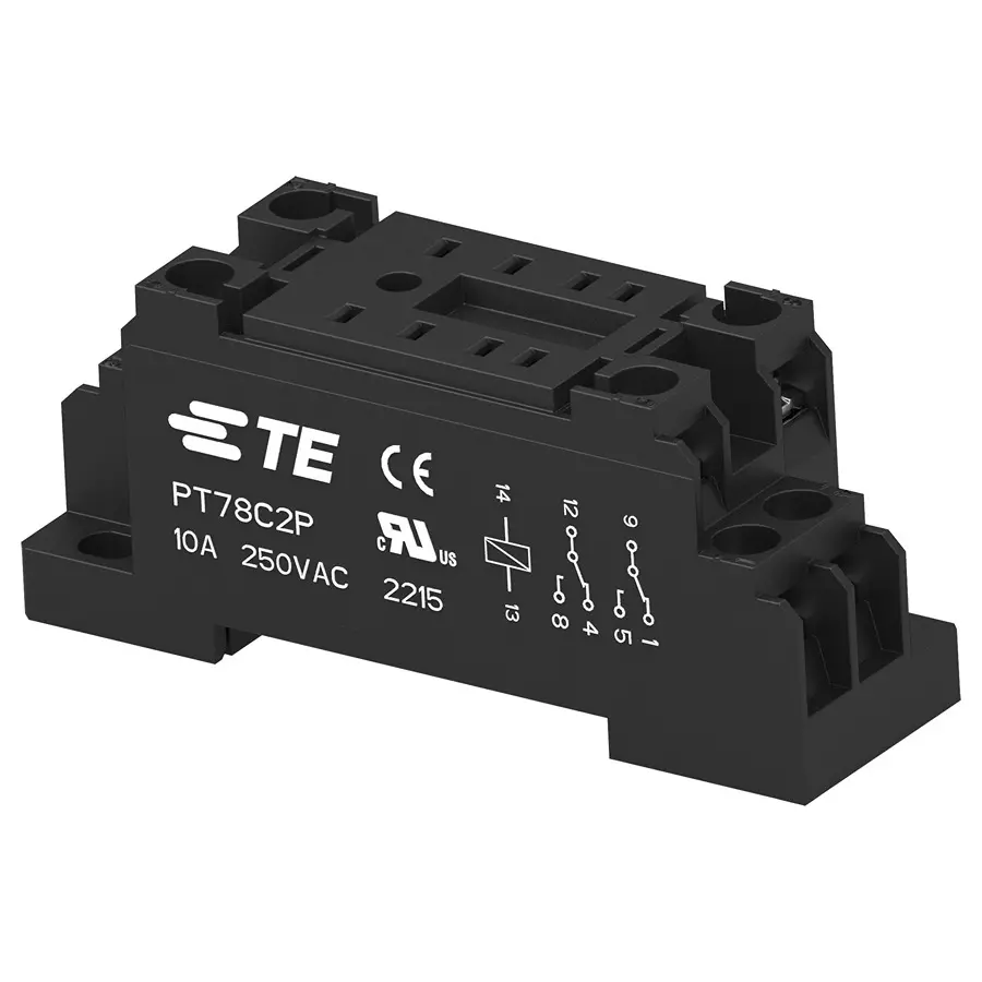 AMP - TE CONNECTIVITY RELAY SOCKET, 8 PIN, 10A, 250V, DIN RAIL, 2071566-3