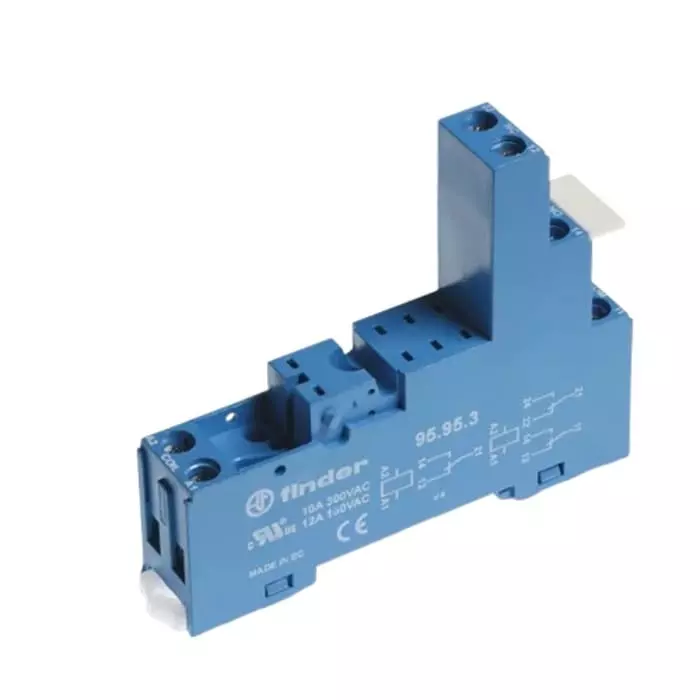 Finder 95 Series DIN Rail Relay Socket 8 Pin 250 V AC for Use with 40/41/43 Series Relays, 95.95.3SPA