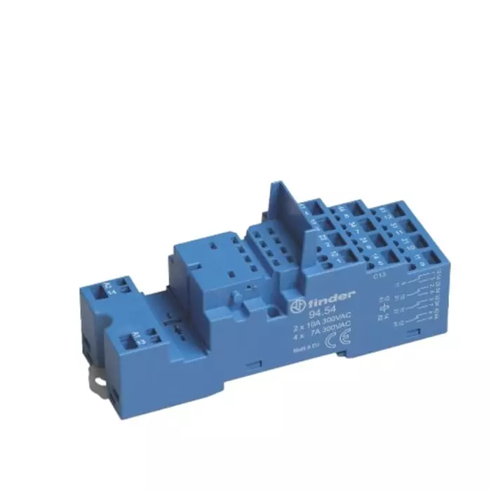 Finder 94 Series DIN Rail Relay Socket 250V for Use with 55.32 55.34 Series Relays, 9454SPA