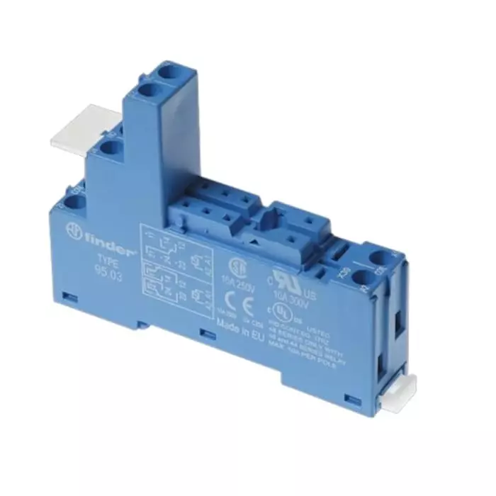 Finder 95 Series DIN Rail Relay Socket 250 V AC for Use with 40.31 Series Relay, 95.03.SPA