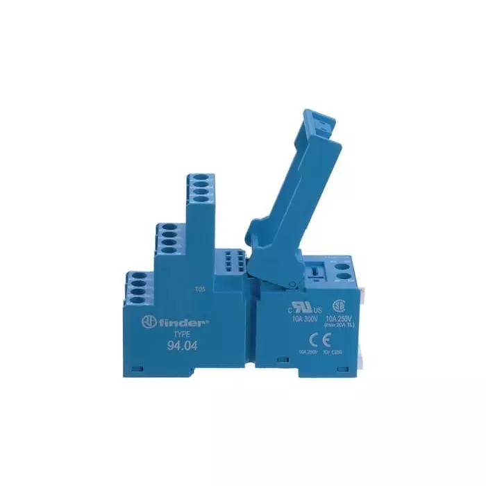 Finder 94 Series DIN Rail Relay Socket 250V for Use with 55.34 Relays, 94.04SPA