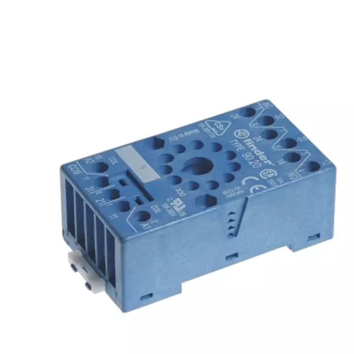 Finder 90 Series Rail or Panel Mount Relay Socket 250V for Use with 60.12 Series Relay, 9020SMA