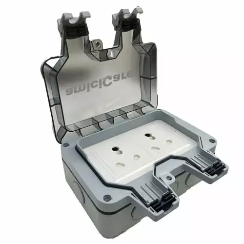 amiciCare Waterproof Outdoor Power Socket 6/16 A Electric Switch Box IP66, 1xSocket-Double-Box-N1