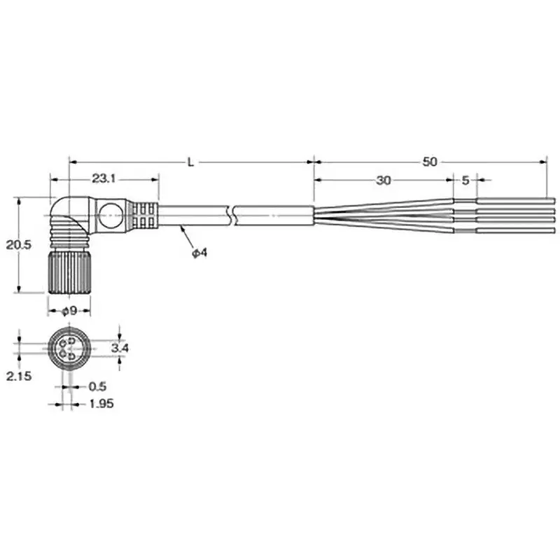 Omron Round Waterproof Connector M8 / S8 Connector With Cable Socket One Side Connector XS3F 5 m Control Output, XS3F-M422-405-R