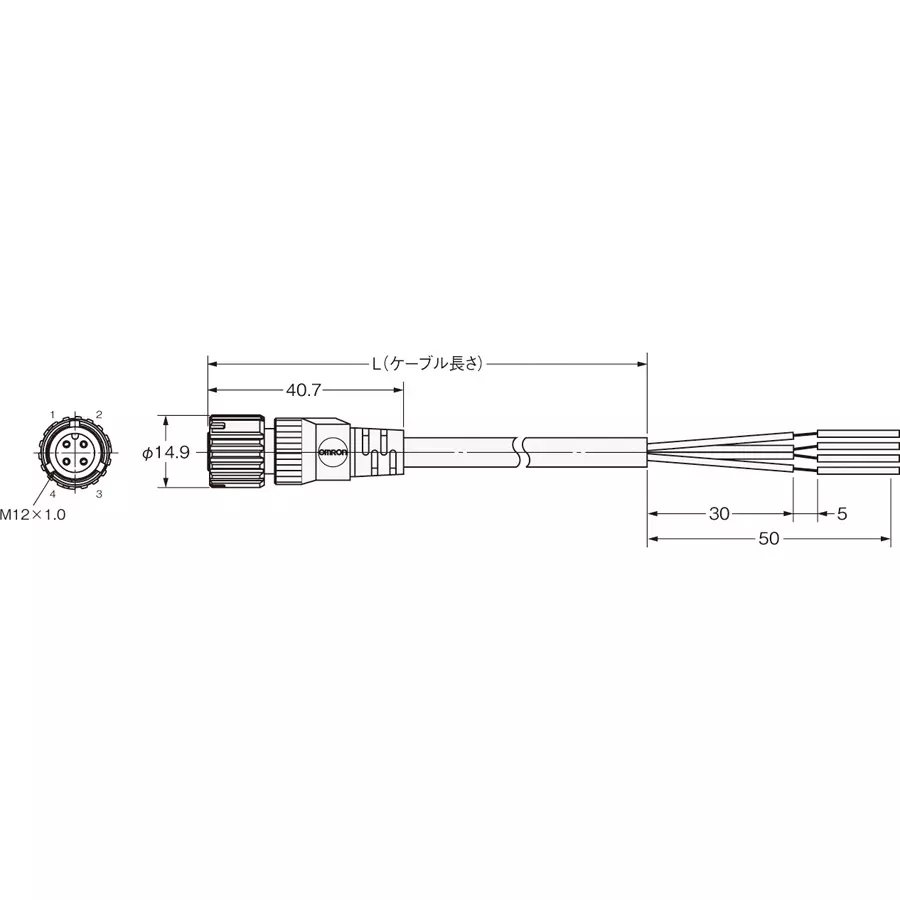 Omron Round Waterproof Connector Connector With Cable Socket Side Connector XS5 1 m Control Output, XS5F-D42B-C80-PR
