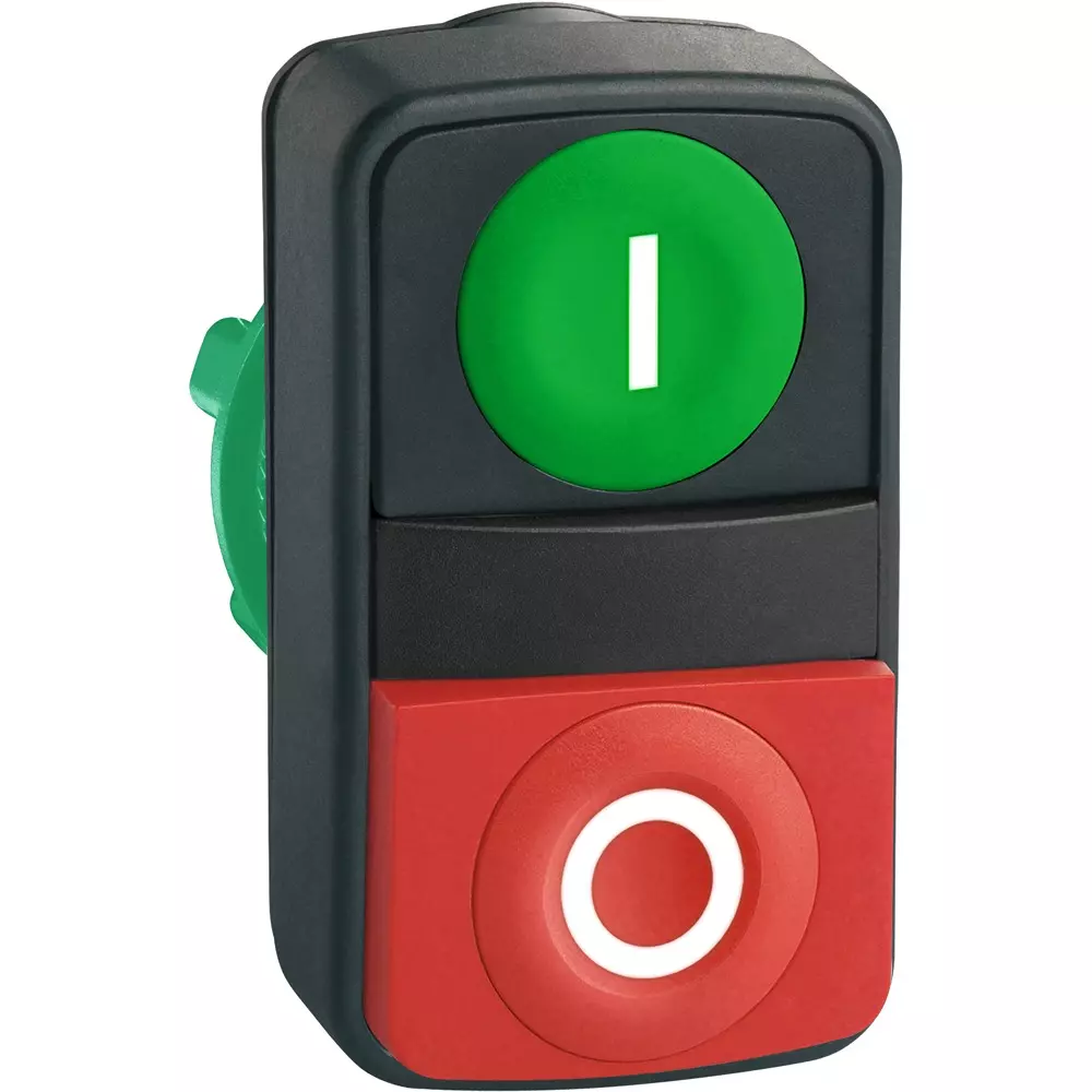 Schneider Electric Push Button Head plastic Material Green / red Plastic head x2 (illuminated) Type, ZB5AW7L3740