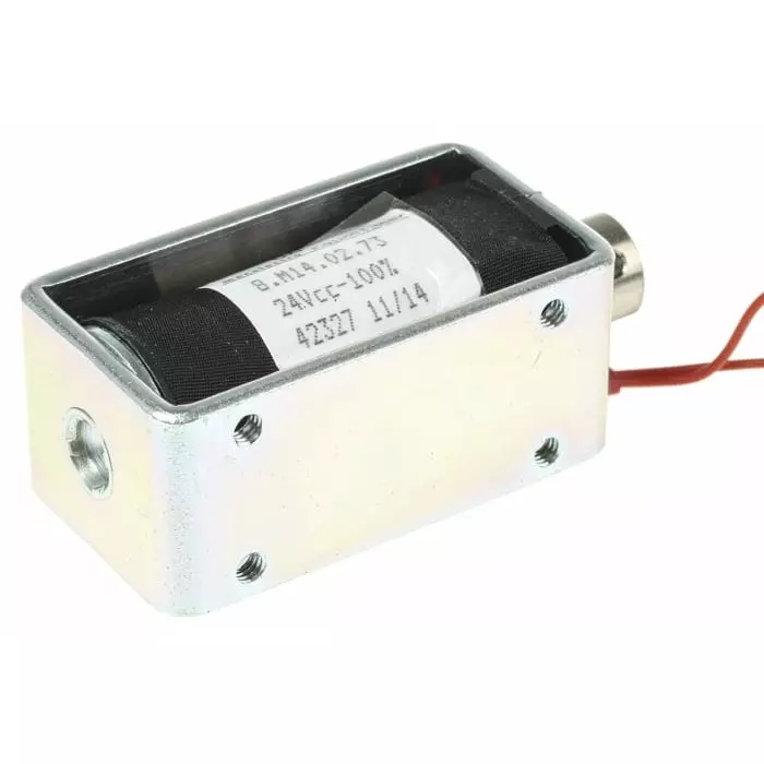 Mecalectro Linear Solenoid 24 V DC 2 to 8N 57.7x32x25.4, 8.M14 02 73 24 VCC 100%
