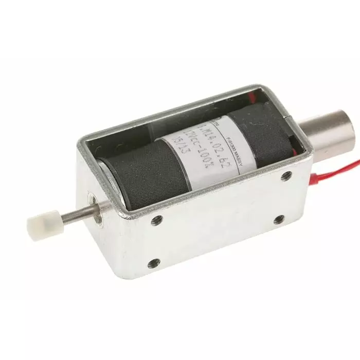 Mecalectro Linear Solenoid 12 V DC 2 to 8N 57.7x32x25.4, 8.M14 02 62 12 VCC 100%