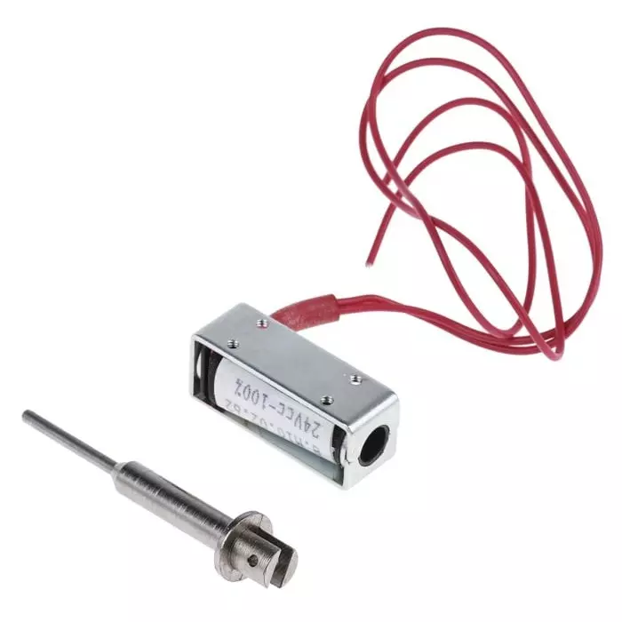 Mecalectro Linear Solenoid 24 V DC 0.1N 30x12.7x10 mm, 8.M10 02 62 24 VCC 100%