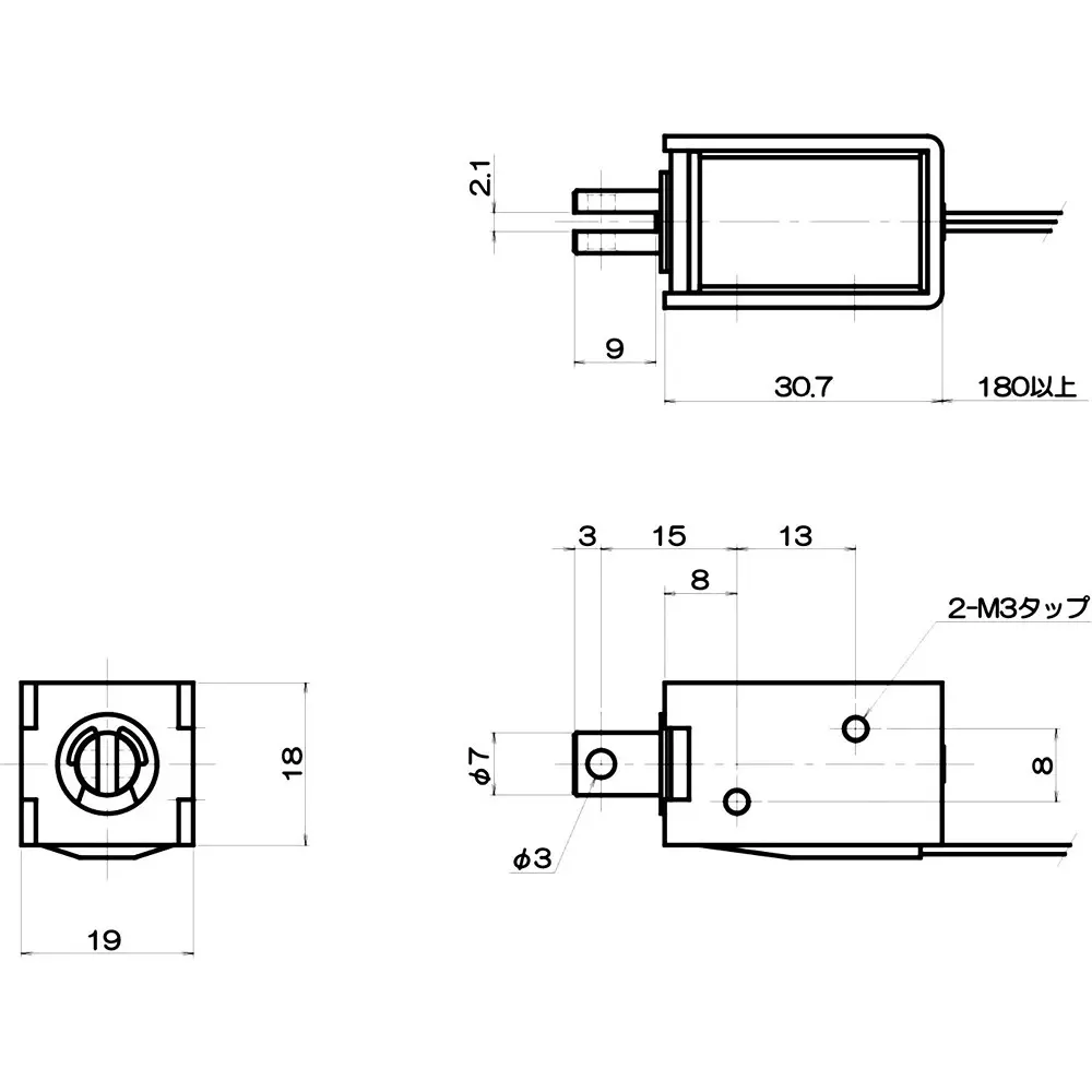 Takaha Kiko Pull Solenoid 19x18x30.7 mm mm Dimension, CA07300160