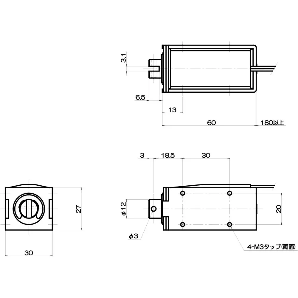 Takaha Kiko Pull Solenoid 30x27x60 mm mm Dimension, CA12600510