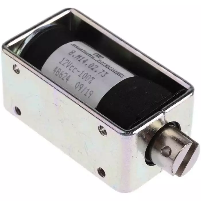 Mecalectro Linear Solenoid 12 V DC 2 to 8N 57.7x32x25.4, 8.M14 02 73 12 VCC 100%