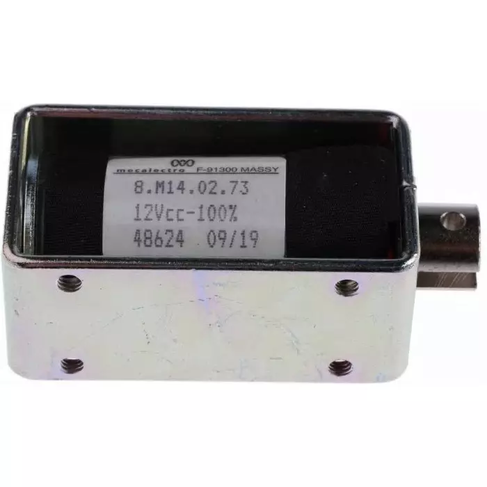 Mecalectro Linear Solenoid 12 V DC 2 to 8N 57.7x32x25.4, 8.M14 02 73 12 VCC 100%