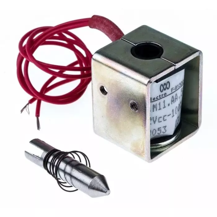 Mecalectro Linear Solenoid 12 V DC 1N 27x22x20 mm, 8.M11 AA 52 12 VCC 100%