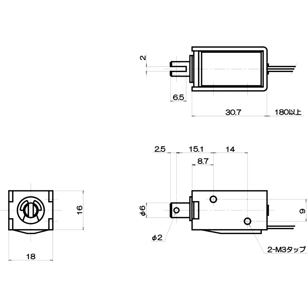 Takaha Kiko Pull Solenoid 16x18x30.7 mm mm Dimension, CA06300690A
