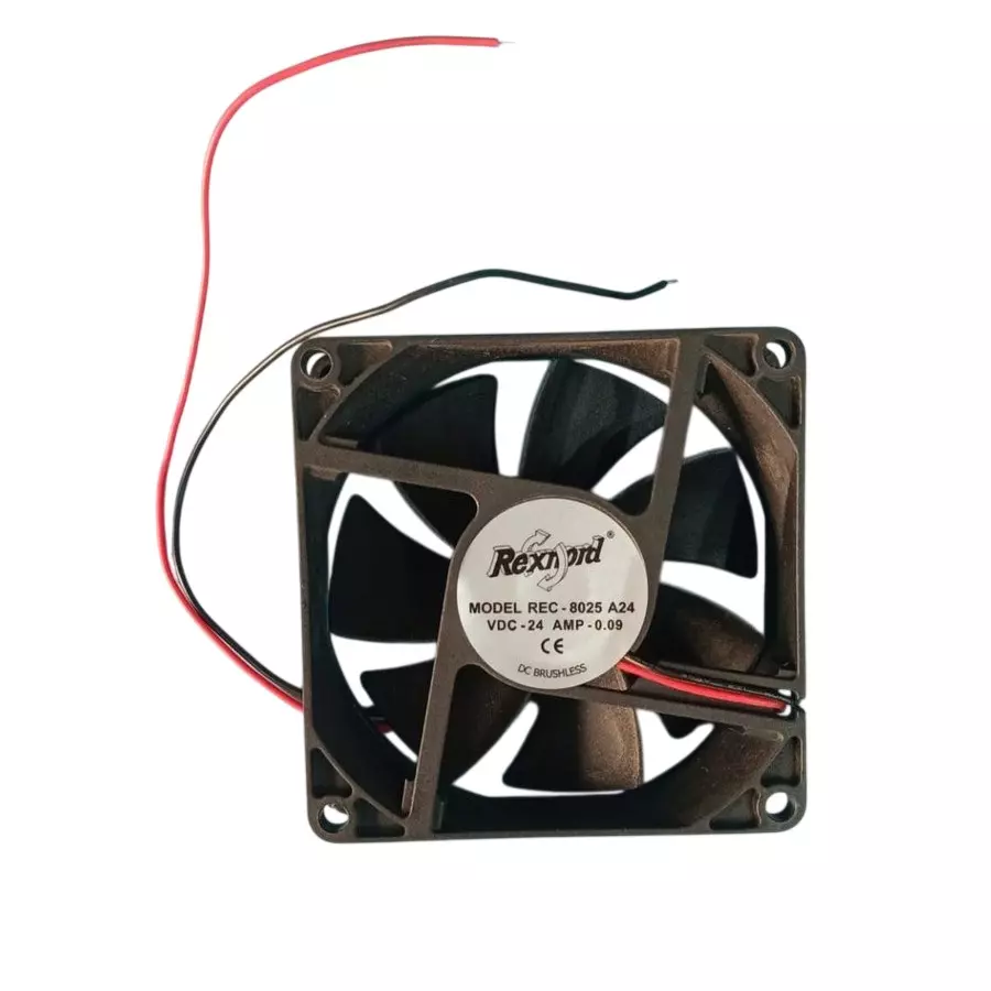 Rexnord AC Axial Fan 24 V 3 Inch (7.62 cm) Size Black Electric 2800 rpm Speed for Industrial Use, REC-8025A24