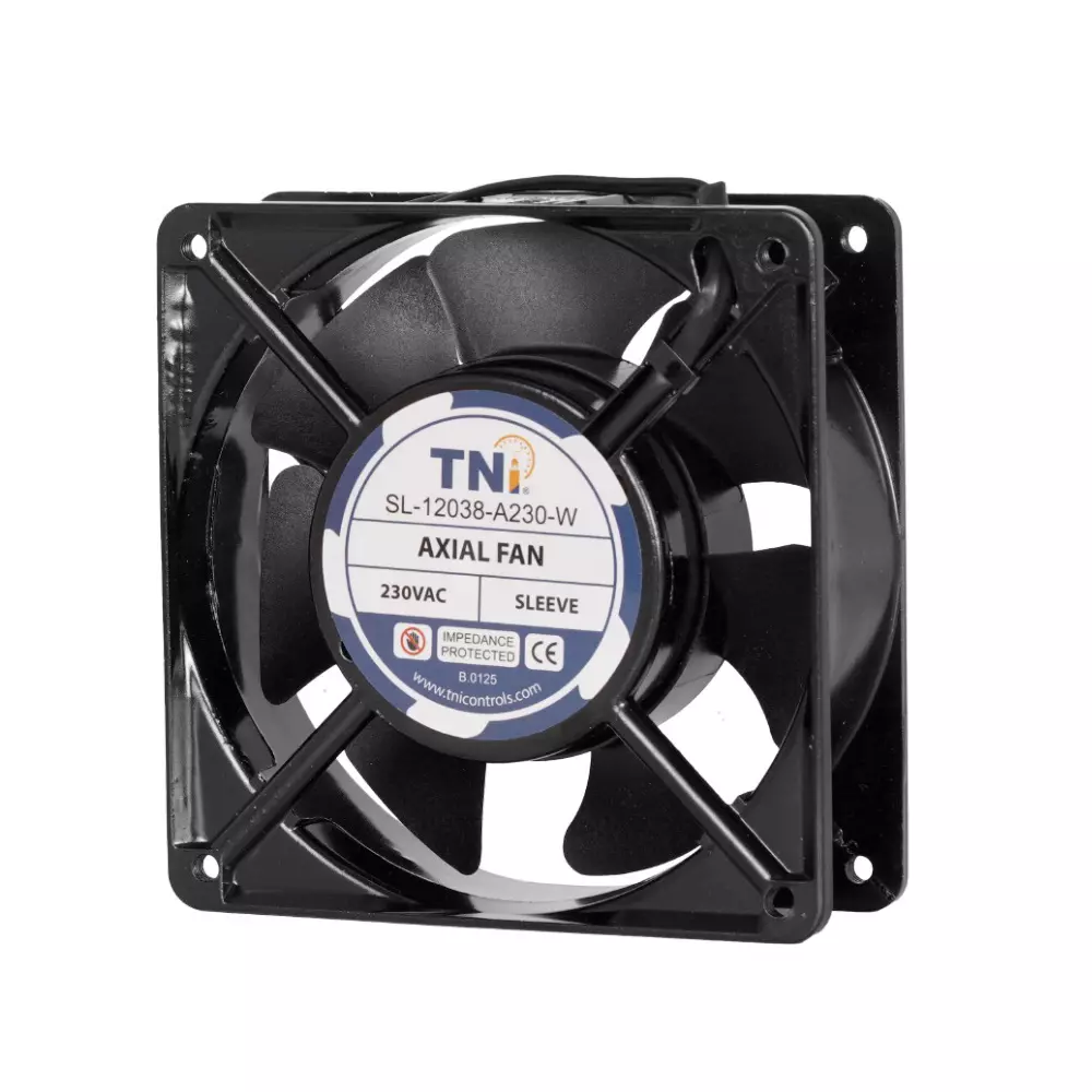 TNI 4 inch (101.6 mm) Axial Fan Square Shape Sleeve Bearing and 230 V AC Voltage, SL-12038-A230-W