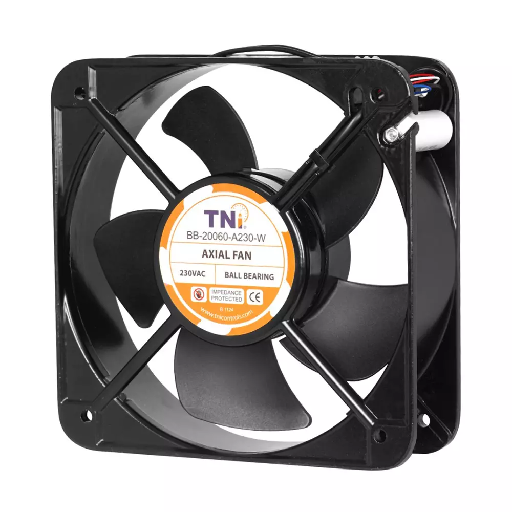 TNI 8 inch (203.2 mm) Axial Fan Square Shape Ball Bearing with Capacitor and 230 V AC Voltage, BB-20060-A230-W