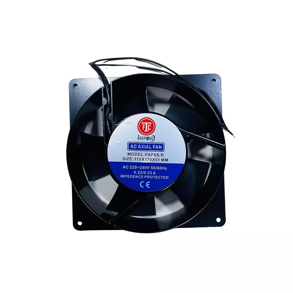 FTC iMPEX AC Axial Fan 220-240 V 50/60 Hz 152 mm (6 inch) 1 Side Square & 1 Side Round Grey, FAF6SR
