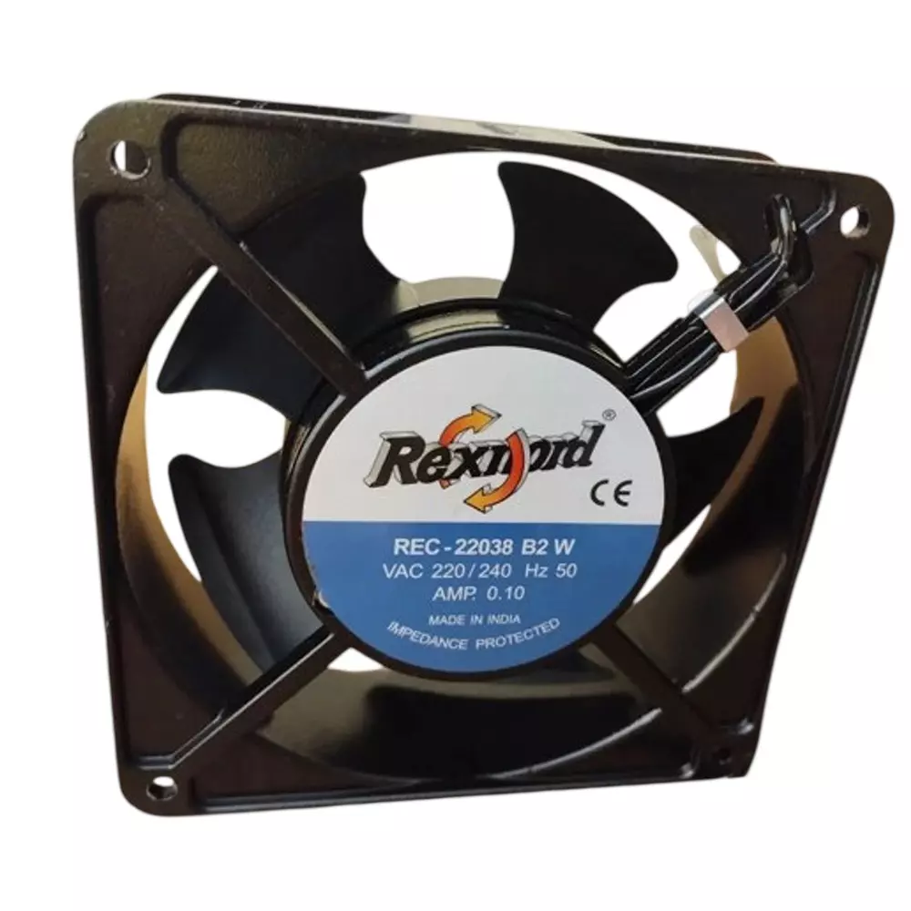 Rexnord AC Axial Fan 220 V AC 4 Inch (10.16 cm) Size Black Electric 2700 rpm Speed for Industrial Use, REC-22038B2W