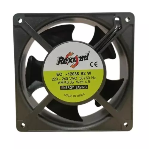 Rexnord AC Axial Fan 110-230 V 4 Inch (10.16 cm) Size Black Electric 3000 rpm Speed for Industrial Use, EC-12038SOW
