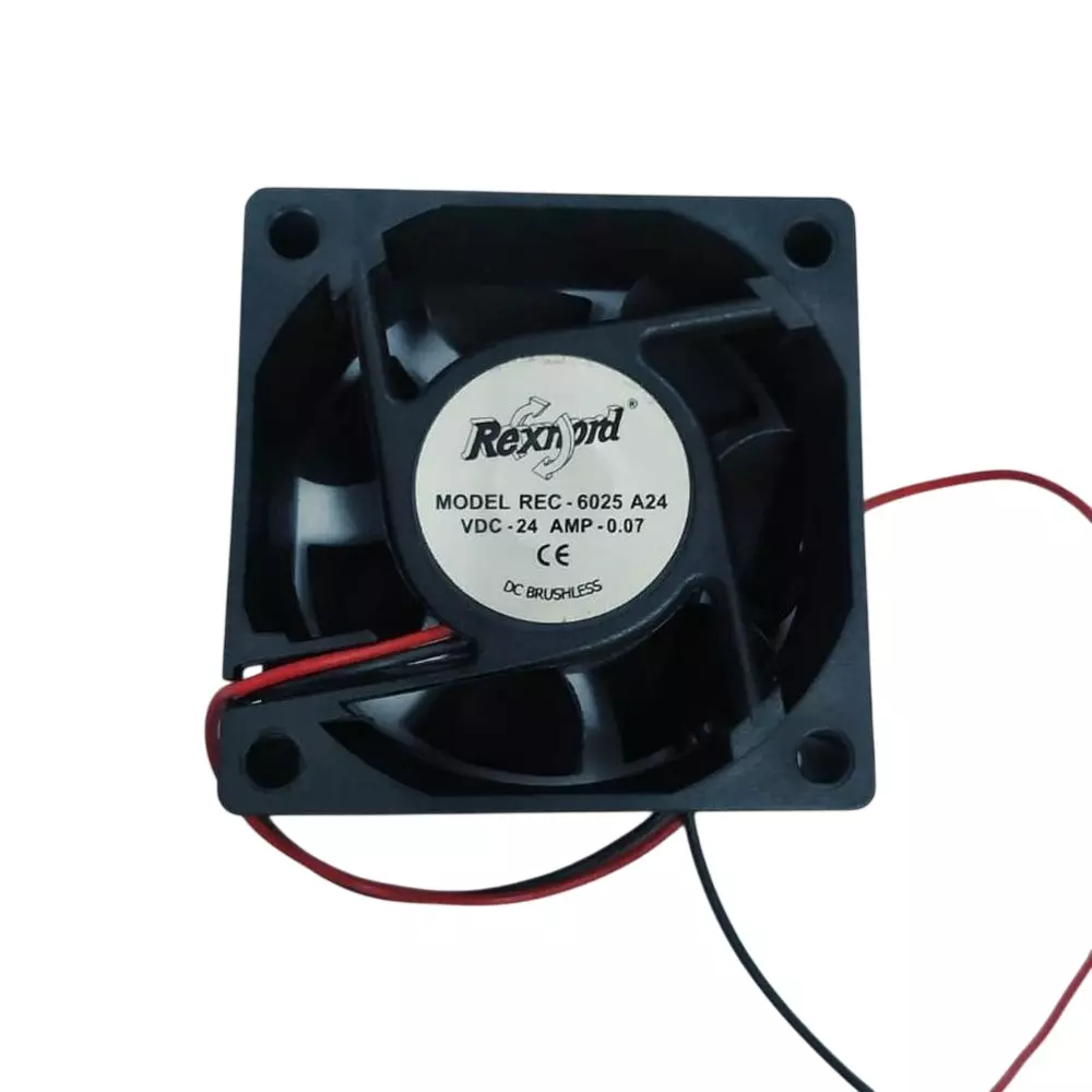 Rexnord AC Axial Fan 24 V 2.5 Inch (6.35 cm) Size Black Electric 4200 rpm Speed for Industrial Use, REC-6025A24