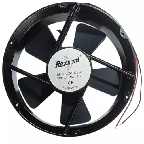 Rexnord AC Axial Fan 24 V 8 Inch (20.32 cm) Size Black Electric 2550 rpm Speed for Industrial Use, REC-22060B24