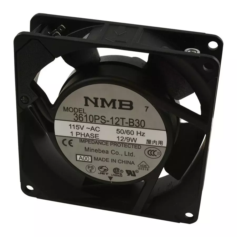 NMB TECHNOLOGIES AXIAL FAN, 92MM, 115VAC, 34.5CFM, 38DB, 09225PB-A1L-EA-00