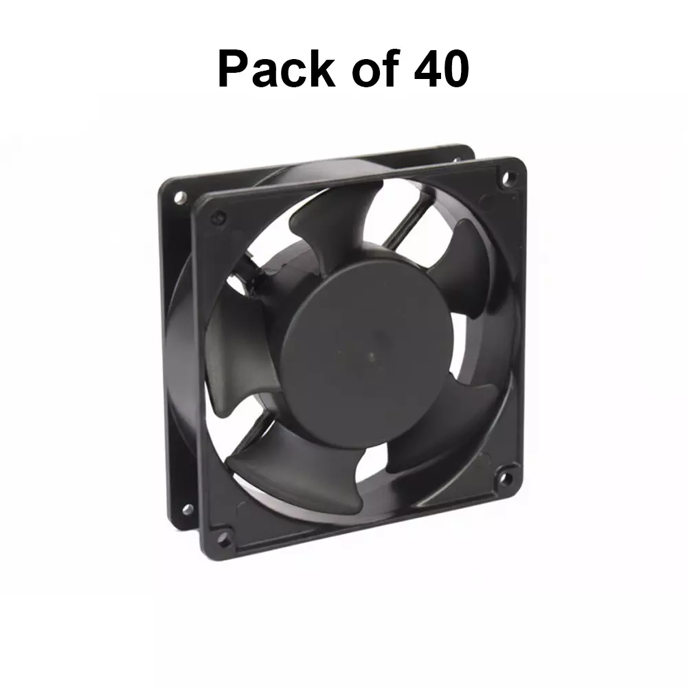 Clasiair AC Axial Fan Sleeve Bearing 220 V Electric 4 Inch (10.16 cm) Size Black for Industrial Use, CA-120 38 S2 W (Pack of 40 Pcs)