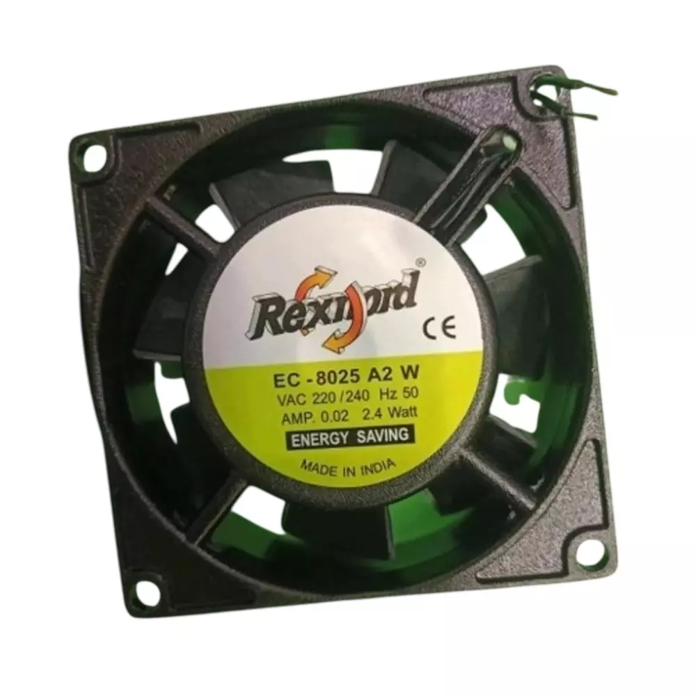 Rexnord AC Axial Fan 220 V AC 3 Inch (7.62 cm) Size Black Electric 3000 rpm Speed for Industrial Use, EC-8025A2W