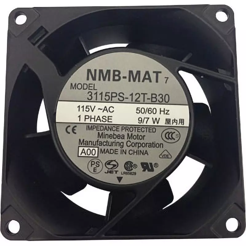 NMB Technologies AC Fan Motor AC115 0.75/0.9 (50/60 Hz) m³/min Max Airflow, 08038PB-A1L-EA-00