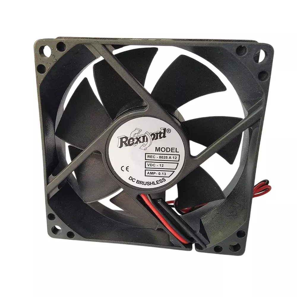 Rexnord AC Axial Fan 12 V 3 Inch (7.62 cm) Size Black Electric 2750 rpm Speed for Industrial Use, REC-8025A12
