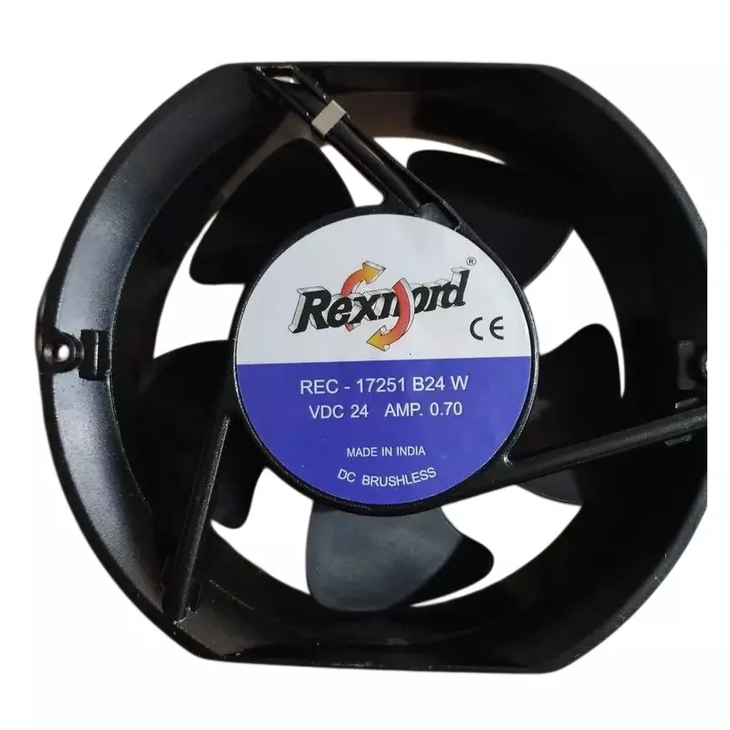 Rexnord AC Axial Fan 24 V 6 Inch (15.24 cm) Size Black Electric 3400 rpm Speed for Industrial Use, REC-17251B24