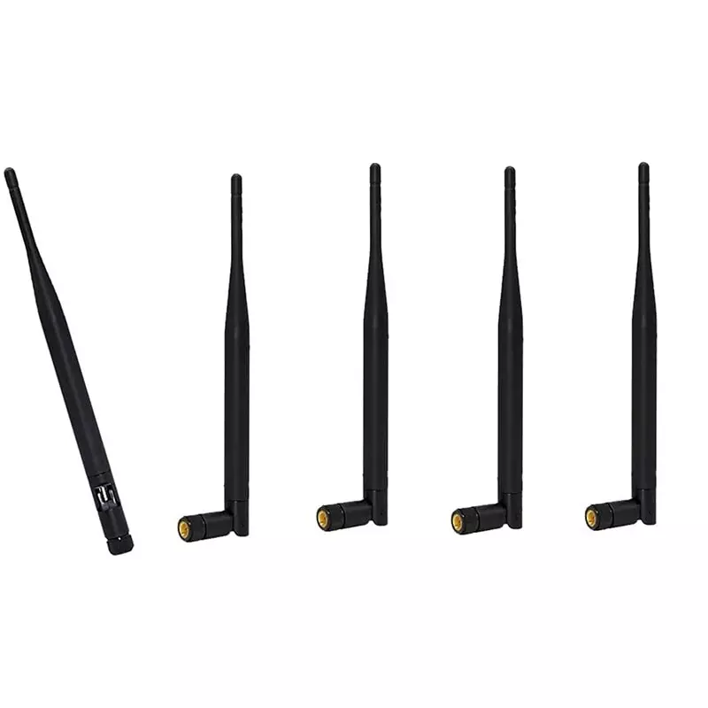 GENERIC Whip Rubber Duck Omni RA MOV Antenna 5 dBi Gain 90°/135°/180° Angle Adjustable with SMA Male Connector, Black (Pack of 5 Pcs)