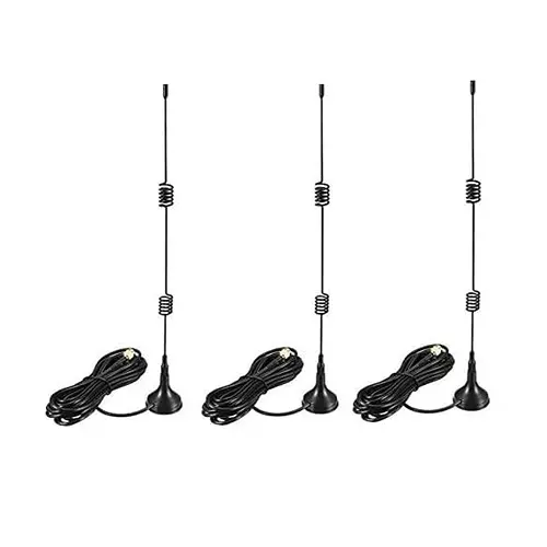GENERIC Double Spring Sucker Antenna 7 dBi Gain 2.4 GHz Frequency with Magnetic Stand Base with Extension Cable (Pack of 3 Pcs)
