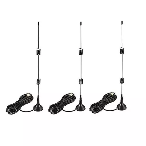GENERIC Double Spring Omni-directional Antenna 7 dBi Gain with Magnetic Base & 3 m RG-174 Extension Cable (Pack of 3 Pcs)