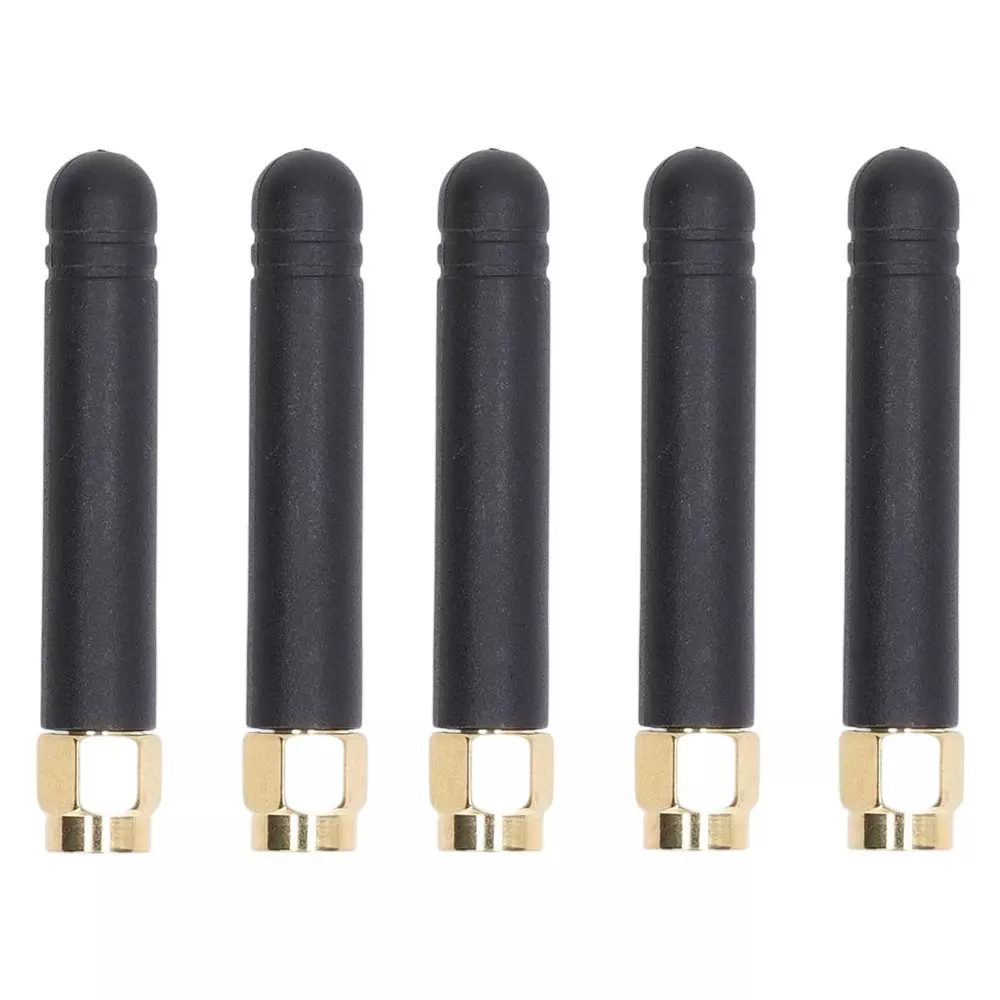 GENERIC Whip Rubber Duck Thumb Antenna 2.4 GHz Frequency 2.5 dBi Straight with SMA Male Connector, WA006-5 (Pack of 5)