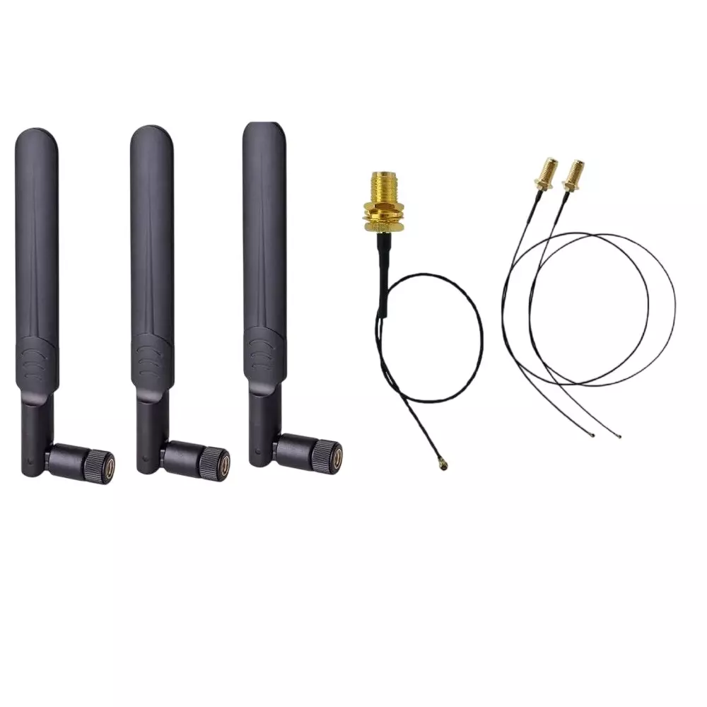 NBR Whip Dipole Antenna 30 cm Cable Length 50 Ohms 2.4 GHz / 5.8 GHz, WA013 + CA0019 (Pack of 3)