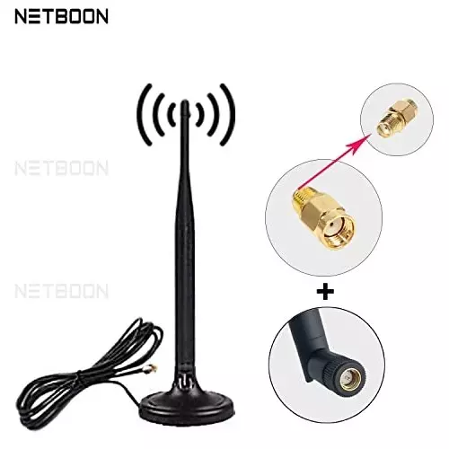 netboon-rubber-duck-antenna-magnetic-mount-with-rp-sma-male-to-sma-female-connector-3-m-5-dbi-black-mb-rd-5dbi-rp-smam