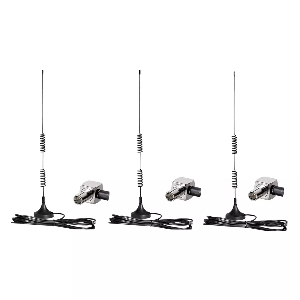 GENERIC Double Spring Sucker Antenna 7 dBi Gain with Magnetic Stand Base & 3 m RG-174 TS9 Straight Connector Extension Cable + TS9 Connector (Pack of 3)