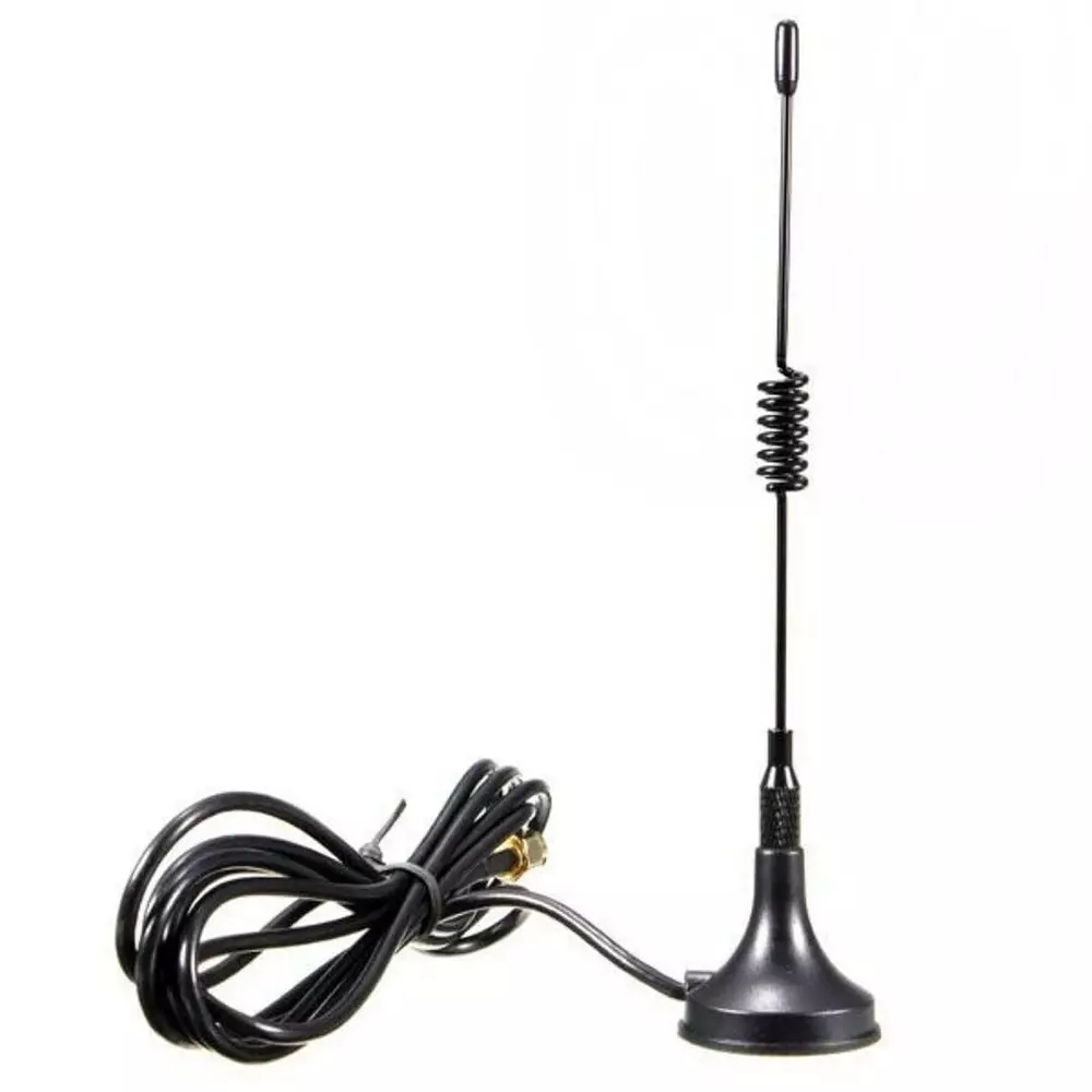 GENERIC Single Spring Sucker Antenna 5 dBi Gain with Magnetic Stand Base & 3 m RG-174 SMA Male Connector Extension Cable
