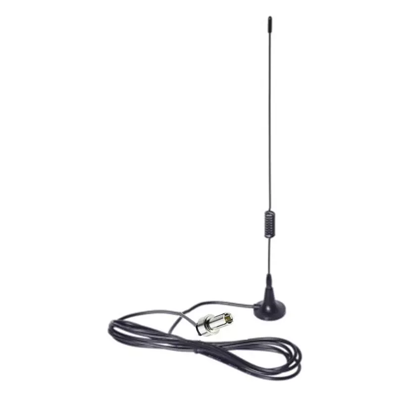 GENERIC Single Spring Coil Sucker Antenna Plastic 5 dBi Gain Up to 274 m (900 ft) Maximum Range with Magnetic Stand Base & 3 m Extension Cable + TS9 Straight Connector, Black